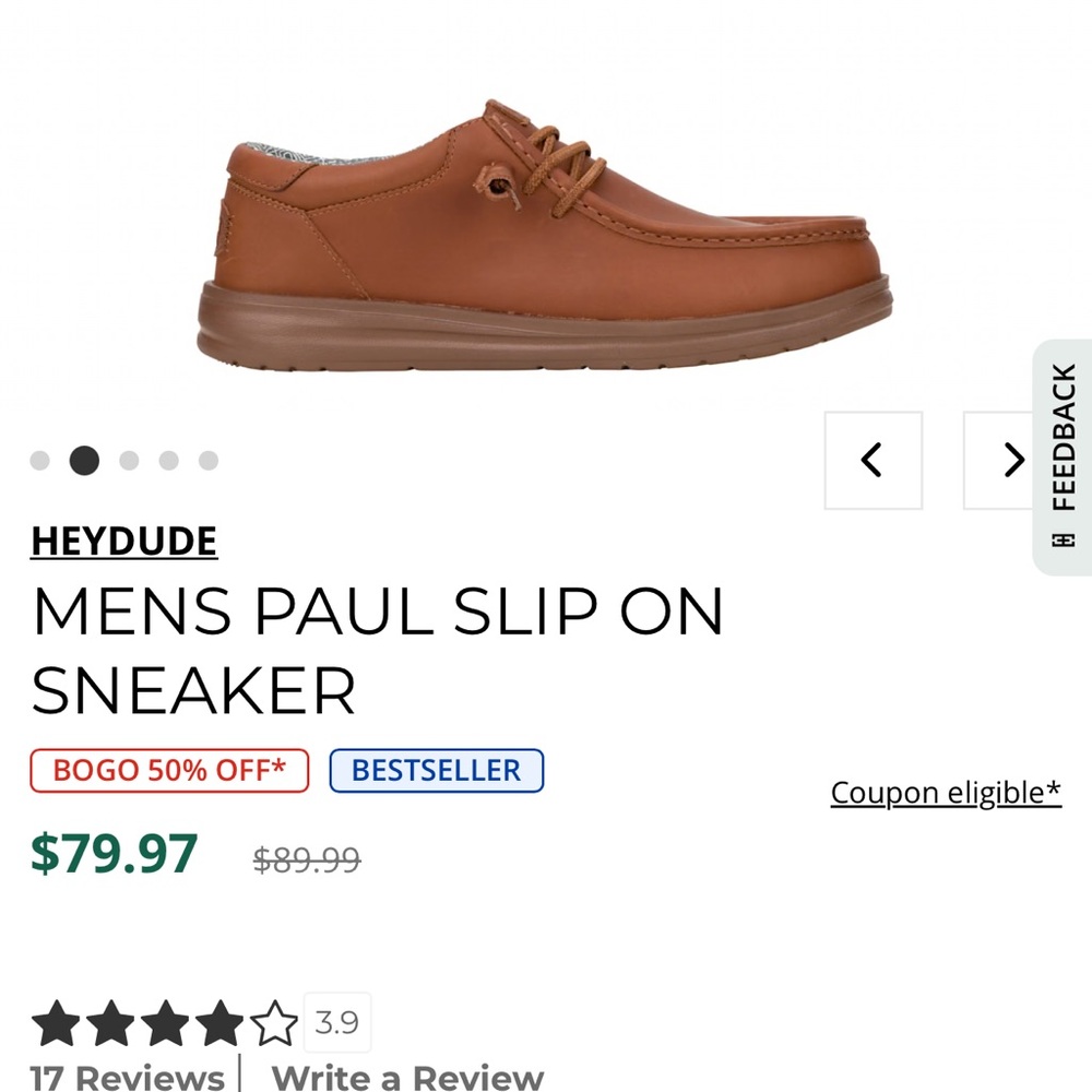 Hey Dude Men's leather Shoes NWT - Picture 6 of 6